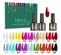 SINZONeu® Kit Esmalte Semipermanente 21 Piezas - 18 Colores UV/LED + Base & Top Coat Brillo/Mate 8ml - ¡21 Días Duración! Para Salón y Hogar