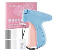 SINZONeu Pistola de coser a mano Mini - Máquina de coser portátil con 5 agujas + 1000 pinzas, reparación de rayos para ropa y cortinas, kit de costura de viaje para reparaciones textiles (polvo azul)