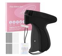 SINZONeu Pistola de coser a mano Mini - Máquina de coser portátil con 5 agujas + 1000 pinzas, reparación de rayos para ropa y cortinas, kit de costura de viaje para reparaciones textiles, negro