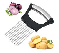 SINZONeu® Soportador de Cebolla Acero Inox - Cortador Manual Seguro para Cebollas, Tomates, Patatas | 10 Púas