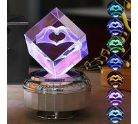 Sinzyo 3D Bola de Cristal Caja de Música Base giratoria, Regalo para cumpleaños, Año Nuevo, Día de San Valentín, Cajas de Música para Mujeres Mamá Hija (Cuadrado, Can't Help Falling in Love)