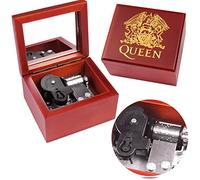Sinzyo Caja de Música de Madera con Espejo Navidad San Valentín Cumpleaños Regalo(Caja de madera roja, Melodía: Queen-Bohemian Rhapsody)