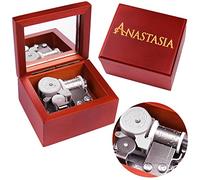 Sinzyo Caja de Música de Madera con Espejo Navidad San Valentín Cumpleaños Regalo(Caja de madera roja,Melodía: Anastasia-Once Upon A December A)