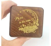 Sinzyo Caja de música de Madera con Foto Personalizable Navidad San Valentín Regalo(Caja de Nogal con carácter, Melody:Fly Me to The Moon)