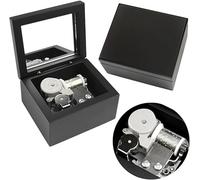 Sinzyo Davy Jones Caja de Música de Madera Vintage Navidad San Valentín Cumpleaños Regalo (Caja de Madera Negra con Espejo)