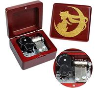 Sinzyo Sailor Moon Caja de Música de Madera Vintage Navidad San Valentín Cumpleaños Regalo (Caja de madera roja)