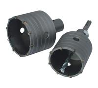 SIO Coronas Perforadoras Hormigón 65 y 80 mm SDS Plus - Juego 2 Coronas con Broca Centradora - Sierra de Corona para Taladro Pared Ladrillo Cemento Instalaciones Eléctricas y Tuberías Profesional