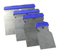 SIO Juego Espátulas Carrocero Metálicas 4 Piezas - Espátulas Acero Flexible para Masilla, Yeso y Pintura - Herramientas Profesionales para Carrocería, Pintura y Bricolaje