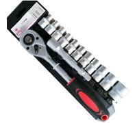 SIO Juego Llaves de Vaso 1/2" con Carraca y Extensión - Set 13 Piezas Cr-V Profesional - Vasos 8-20 mm para Mecánica y Taller - Carraca Reversible Alta Resistencia con Organizador
