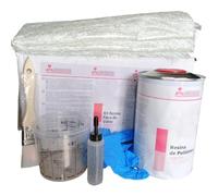 SIO Kit Reparación Fibra de Vidrio Completo - Resina Poliéster + Manta Fibra + Catalizador + Accesorios - Reparación Carrocería, Náutica, Depósitos y Superficies - Uso Profesional
