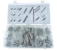 SIO Surtido de Muelles Universales 200 Piezas - Kit Muelles Compresión y Extensión Acero Resistente - Resortes para Mecánica, Bricolaje, Automoción y Reparaciones - Caja Organizadora