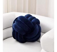 Sioloc Almohadas de bola de nudo suave, cojín redondo de la almohada de la decoración del hogar, almohada anudada hecha a mano de felpa redonda (10.6 pulgadas, azul marino)