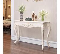 SIONDSTS Mesa de teléfono semicircular, Mesa Estrecha de recibidor Vintage con Tallado Floral,Mesa Auxiliar Sencilla para Sala de Estar,pequeña Consola de Madera para Pasillo y recibidor,Blanca,120CM