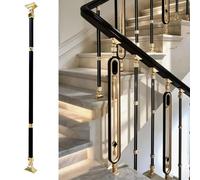 SIONDSTS Poste de barandilla de Escalera Interior, balaustre de aleación de Aluminio y magnesio Negro y Dorado, pasamanos Interior para Escalera para pasillos, Salas de Estar y entradas,B 2,5PC