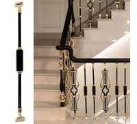 SIONDSTS Poste de barandilla de Escalera Interior, balaustre de aleación de Aluminio y magnesio Negro y Dorado, pasamanos Interior para Escalera para pasillos, Salas de Estar y entradas,A 2,5PC