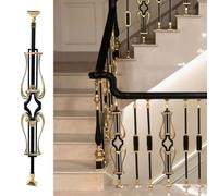 SIONDSTS Poste de barandilla de Escalera Interior, balaustre de aleación de Aluminio y magnesio Negro y Dorado, pasamanos Interior para Escalera para pasillos, Salas de Estar y entradas,A 1,5PC