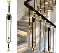 SIONDSTS Poste de barandilla de Escalera Interior, balaustre de aleación de Aluminio y magnesio Negro y Dorado, pasamanos Interior para Escalera para pasillos, Salas de Estar y entradas,B 1,5PC