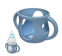 Sionhiuo Funda de silicona para botella, funda para botella de leche con asas, soporte antiroturas, funda anticaídas y a prueba de golpes, apta para lavavajillas