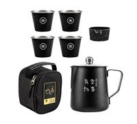 Sionhiuo Juego de té de viaje, Juego de té de camping | de china de acero inoxidable,Accesorios para juegos de, para acampar, 4 tazas de, resistente a altas temperaturas, para exteriores