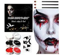 Sionhiuo Kit De Maquillaje Facial - Halloween Resistente al Agua,Kit de Pintura para Niños y Cosplay,para Fiesta de Cosplay Vampiro Zombie Carnaval Evento Celebración Sesión de Fotos