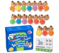 Sionhiuo Sellos de Alfabeto para niños, estampadores de Letras para niños,Sellos de Aprendizaje de Letras de Madera | Juegos de matemáticas portátiles Juguete Educativo para niños para niños