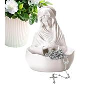 Sionhiuo Soporte para Rosario Católico,Soporte de Joyería Virgen María Bendita para Rosario | Escultura Sagrada Bautismo Comunión Estante Mesa Mantel Decoración del Hogar