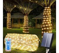 SIOOUI Cadena de luces solares LED para exteriores, cuerda impermeable IP65 con 8 modos de iluminación, 22m/72.1ft 200LEDs, luz de hadas en cuerda, luces decorativas solares para patio, jardín, árbol
