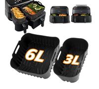 SIOOUI Forros de silicona para freidora de aire Philips Dual Basket Airfryer serie 3000 6L/3L, 2 Psc reutilizables Dual Airfryer Liners Accesorios para freidora de aire Philips Dual Basket NA350/00 9L