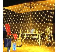 SIOOUI Red de luces solares para exteriores, 3 m x 2 m, 192 LED, luces de red alimentadas por energía solar con control remoto, 8 modos, cadena de luz de malla impermeable para jardín, balcón, valla