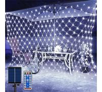 SIOOUI Red de luces solares para exteriores, 3 m x 2 m, 192 LED, luces de red alimentadas por energía solar con control remoto, 8 modos, cadena de luz de malla impermeable para jardín, balcón, valla