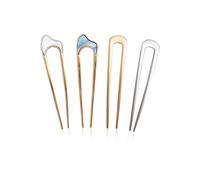 SIOPPKI 4 Piezas Horquillas en Forma U Palillo de Estilo Francés de Concha de Tortuga Pelo de Metal Palos de Horquilla Clavijas de Moño para Mujeres Niñas