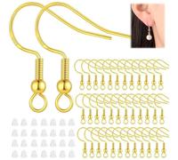 SIOPPKIK 100 Piezas Plateado Baño de Plata de Ley 925 Hipoalergénica Ganchos para Pendientes con 100 piezas de aretes transparentes Utilizan para Hacer Joyas Aretes Accesorios, A