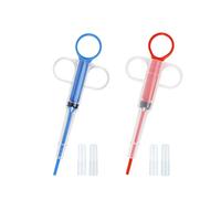 SIOPPKIK 2 Piezas Dispensador de Medicamentos Práctico Alimentador de Líquido de Cabeza Redonda Punta Suave Jeringa Cuentagotas para Pequeñas Mascotas Perros Gatos（Rojo, Azul）