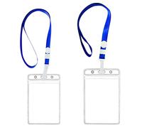 SIOPPKIK 2Pcs Funda de Tarjetacon Cordón de Cuello, Impermeable Transparente Titular de la Insigni,Porta Credencial para Office Emplyoee, Exposición, Reunión de Negocios