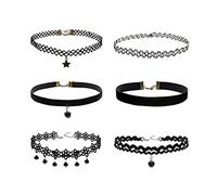 SIOPPKIK 6pcs Choker Collar Conjunto Moda de Terciopelo Elástico Gargantilla Negra para Mujeres Niñas