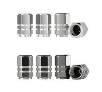 SIOPPKIK 8 Tapas de Válvula de Neumático para Coche, Tapones de Rueda Hexagonales para Motocicleta, Bicicleta, Scooter Eléctrico (Gris y Plata)