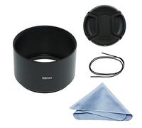 SIOTI Largo Foco Parasol de Metal + paño de Limpieza + Tapa del Objetivo Compatible con Nikon Canon Fuji Pentax Sumsung Leica Lente de Rosca estándar