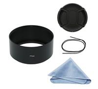 SIOTI Largo Foco Parasol de Metal + paño de Limpieza + Tapa del Objetivo Compatible con Nikon Canon Fuji Pentax Sumsung Leica Lente de Rosca estándar