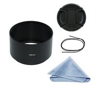 SIOTI Largo Foco Parasol de Metal + paño de Limpieza + Tapa del Objetivo Compatible con Nikon Canon Fuji Pentax Sumsung Leica Lente de Rosca estándar