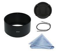 SIOTI Largo Foco Parasol de Metal + paño de Limpieza + Tapa del Objetivo Compatible con Nikon Canon Fuji Pentax Sumsung Leica Lente de Rosca estándar