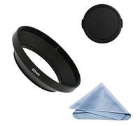 SIOTI Parasol de Objetivo Gran Angular + paño de Limpieza + Tapa del Objetivo Compatible con Nikon Canon Fuji Pentax Sumsung Leica Lente de Rosca estándar