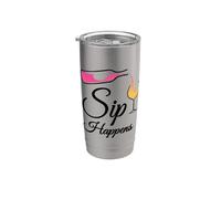 Sip Happens - Copa de vino divertida para amantes del vino Vaso térmico de acero inoxidable de doble pared