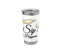 Sip Happens - Copa de vino divertida para amantes del vino Vaso térmico de acero inoxidable de doble pared