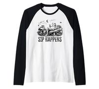 Sip Happens Frog Chill Humor Camiseta Manga Raglan