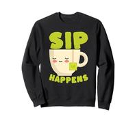 Sip Happens Lindo Juego de Palabras para Amantes del té Kawaii Sudadera