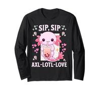 Sip Sip Axolotl Love, Bonito Dibujo de Animales Kawaii Boba Manga Larga