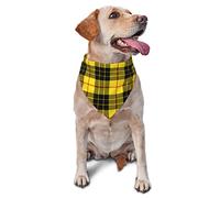 Sipeigyd MacLeod Clan - Bufanda triangular para mascotas, color amarillo brillante y negro, bufanda para gatos y perros, accesorios de ropa para mascotas, bufanda a cuadros para perros pequeños a