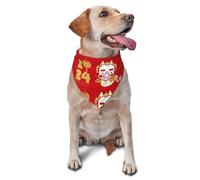 Sipeigyd Pañuelo para perro con texto en inglés "Year of the Dragon 2024 Happy Chinese New Year" para mascotas, pañuelos reversibles, pañuelos, baberos triangulares, accesorios de decoración de