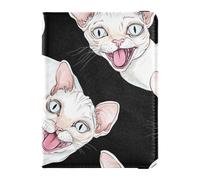 siphylline Aesthetic Devon Rex Cats - Funda de piel negra para pasaporte, cartera de viaje con ranura para tarjeta de vacunación, soporte para pasaporte, ligero