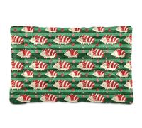 siphylline Alfombrilla de cama para mascotas, diseño de erizo juguetón a rayas rojas y verdes, antideslizante, suave, cómoda, para perros grandes, jumbo, medianos y pequeños, 36 x 24 pulgadas